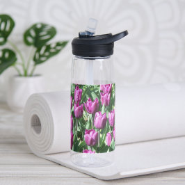 Lila Tulip Garden Floral Trinkflasche