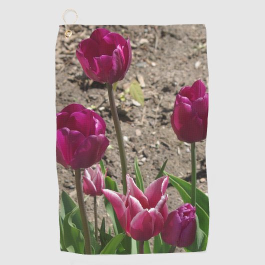 Lila Tulip Golfhandtuch (Vorderseite)