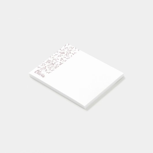 Lila Tulip Leaf Feather Zwei Farbmuster Post-it Klebezettel (angewinkelt)