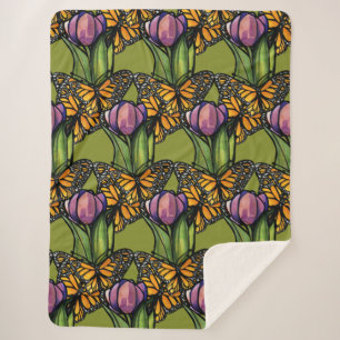 Lila Tulip mit Monarchschmetterlingen Natur Sherpadecke