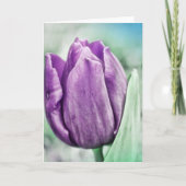 Lila Tulip Nahe Leaf Scripture Card Psalm 63:8 Karte (Vorderseite)