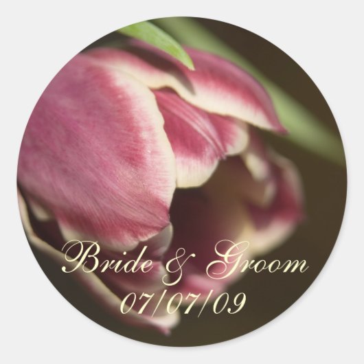 Lila Tulip Save the Date Aufkleber (Vorderseite)