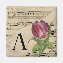 Lila Tulip Sheet Music Monogram Initial A Magnet