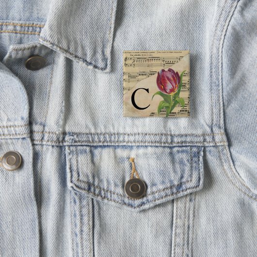 Lila Tulip Sheet Music Monogram Initial C Button (Beispiel)