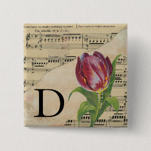 Lila Tulip Sheet Music Monogram Initial D Button