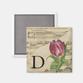 Lila Tulip Sheet Music Monogram Initial D Magnet (Vorderseite/Rückseite)