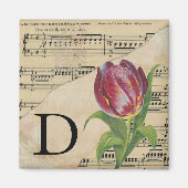 Lila Tulip Sheet Music Monogram Initial D Magnet (Vorne)