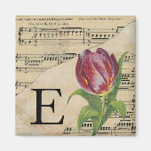 Lila Tulip Sheet Music Monogram Initial E Magnet (Vorne)