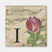 Lila Tulip Sheet Music Monogram Initial I Magnet (Vorne)