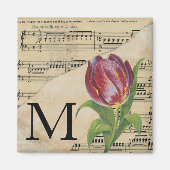 Lila Tulip Sheet Music Monogram Initial Magnet (Vorne)