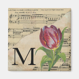 Lila Tulip Sheet Music Monogram Initial Magnet