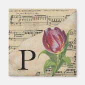 Lila Tulip Sheet Music Monogram Initial P Magnet (Vorne)