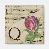 Lila Tulip Sheet Music Monogram Initial Q Magnet (Vorne)