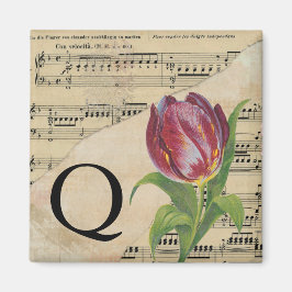 Lila Tulip Sheet Music Monogram Initial Q Magnet