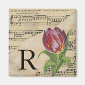 Lila Tulip Sheet Music Monogram Initial R Magnet (Vorne)