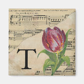 Lila Tulip Sheet Music Monogram Initial T Magnet (Vorne)