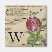 Lila Tulip Sheet Music Monogram Initial W Magnet (Vorne)