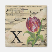 Lila Tulip Sheet Music Monogram Initial X Magnet (Vorne)