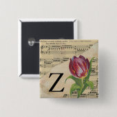 Lila Tulip Sheet Music Monogram Initial Z Button (Vorne & Hinten)