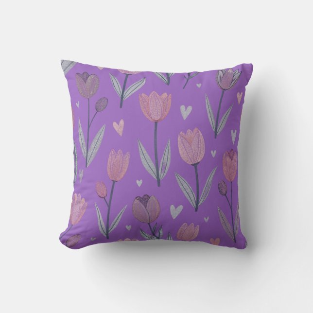 Lila Tulip Throw Kissen (Vorderseite)