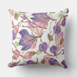Lila Tulip Wasserfarbkissen Kissen