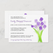 Lila Tulips - 3x5 BABY Dusche Einladung (Vorne/Hinten)