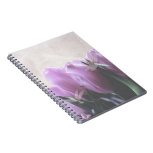 Lila Tulips Aqua Dragonflies Floral Journal Notizblock
