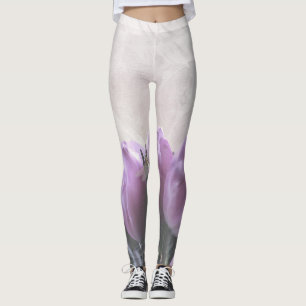 Lila Tulips Aqua Dragonflies Leggings
