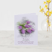 Lila Tulips auf dem Lace Beileid Danke Karte (Gelbe Blume)