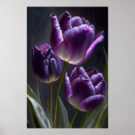 Lila Tulips Blume Art Print Poster
