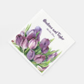 Lila Tulips Blumenwasser Hochzeit/Dusche Serviette (Ecke)