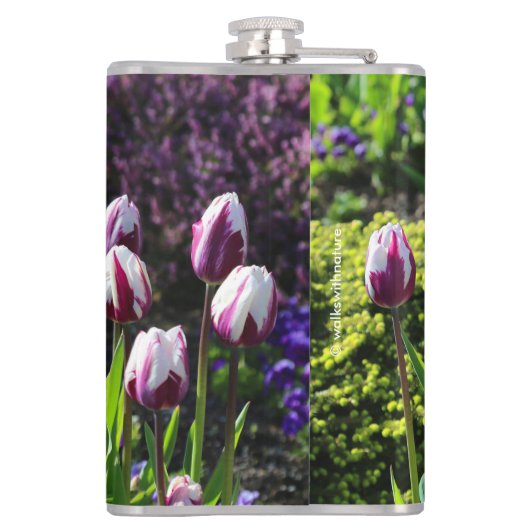 Lila Tulips Flachmann (Rückseite)