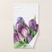 Lila Tulips Floral Wasserfarbmuster Badhandtuch Set (Handtuch)