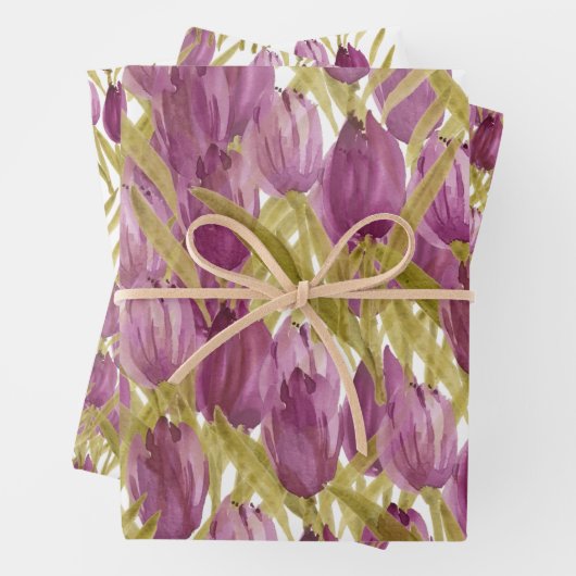 Lila Tulips Frische Pasta machen Geschenkpapier Set (Beispiel)