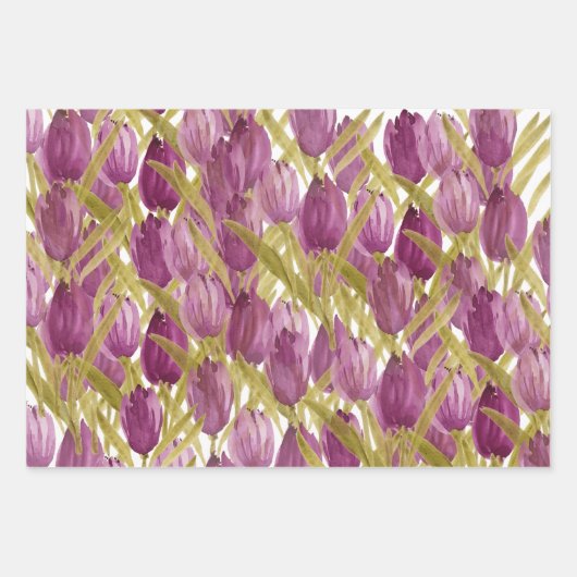 Lila Tulips Frische Pasta machen Geschenkpapier Set (Vorderseite)