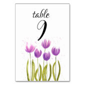 Lila Tulips Frühlingsblumen Blume Hochzeit Tischnummer (Rückseite)