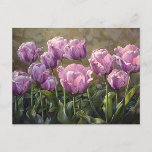 Lila Tulips Lush Blume Ölgemälde Postkarte
