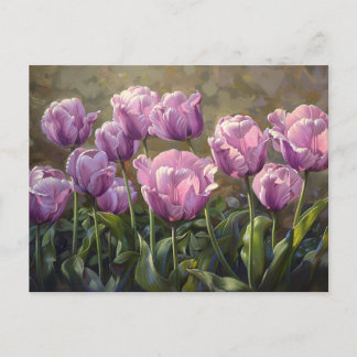 Lila Tulips Lush Blume Ölgemälde Postkarte