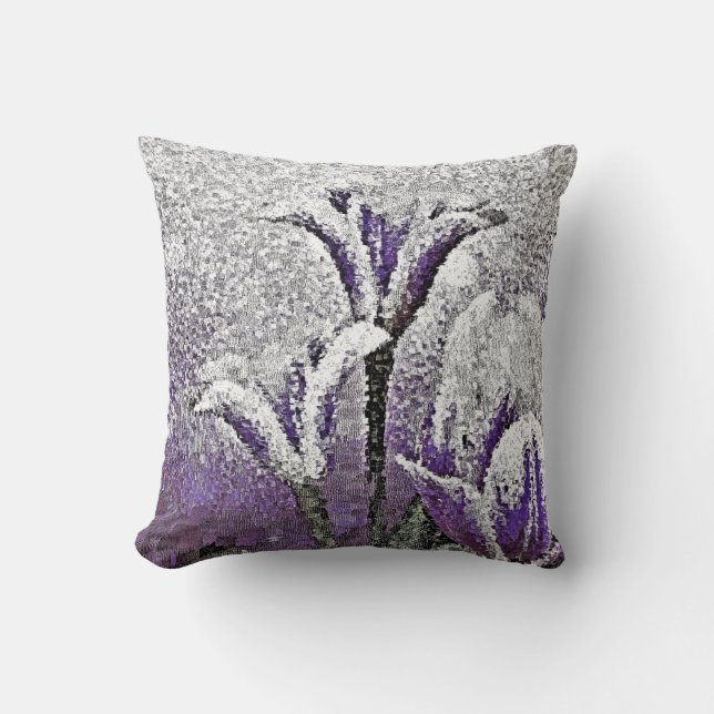 Lila Tulips - Malerei Art Pillow Kissen (Vorderseite)