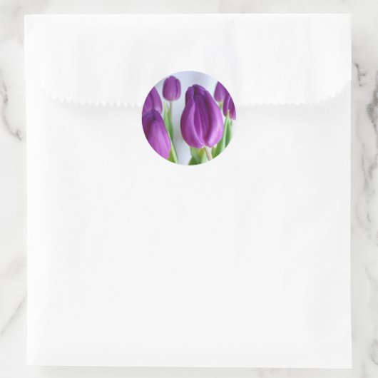 Lila Tulips Runder Aufkleber (Tasche)
