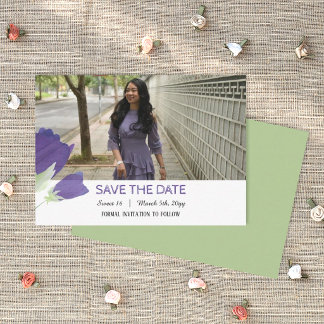 Lila Tulips Sweet 16 Save the Date Karte