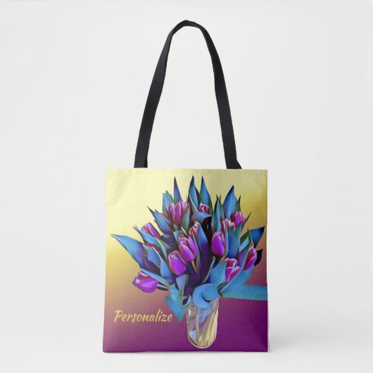 Lila Tulips Wasserfarbe personalisieren Tasche (Vorderseite)