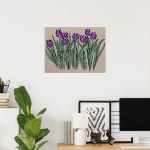 Lila Tulips Wasserfarben Blume Poster