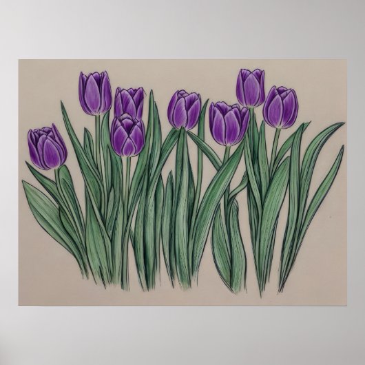 Lila Tulips Wasserfarben Blume Poster (Vorne)