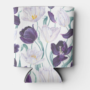 Lila Tulips: Weißer Vintager Realismus. Dosenkühler