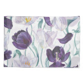 Lila Tulips: Weißer Vintager Realismus. Kissenbezug (Rückseite)