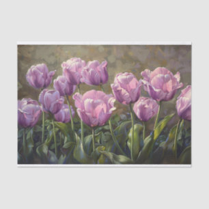 Lila Tulips zeichnen botanische Dekoupage Seidenpapier