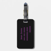 Lila Tulissen auf schwarz Gepäckanhänger (Rückseite vertikal)