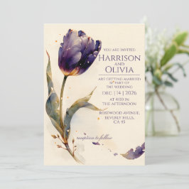 Lila Tulpe Aquarell Blumen Elegante Hochzeitseinla Einladung