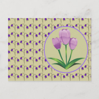 Lila Tulpe Blume Vintages Muster Babydusche Einladungspostkarte